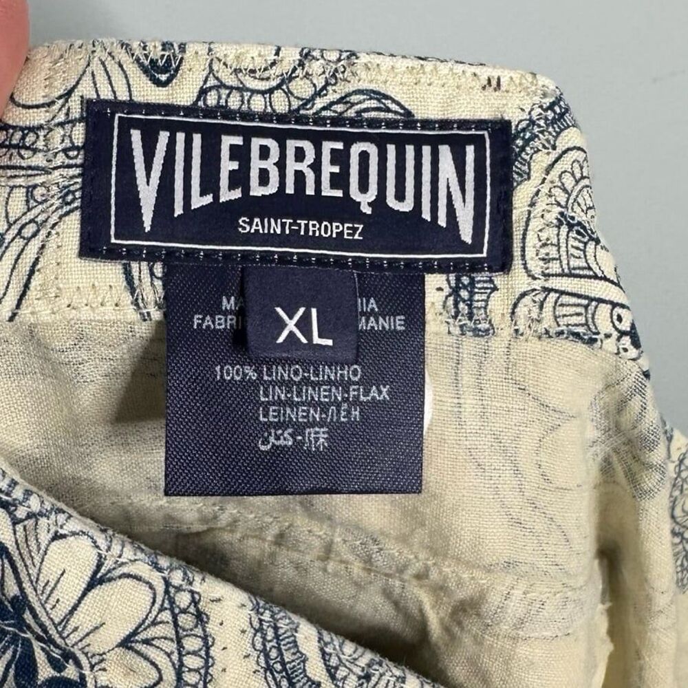 Vilebrequin Cream Trousers with Navy Paisley Print - Picture 5 of 8